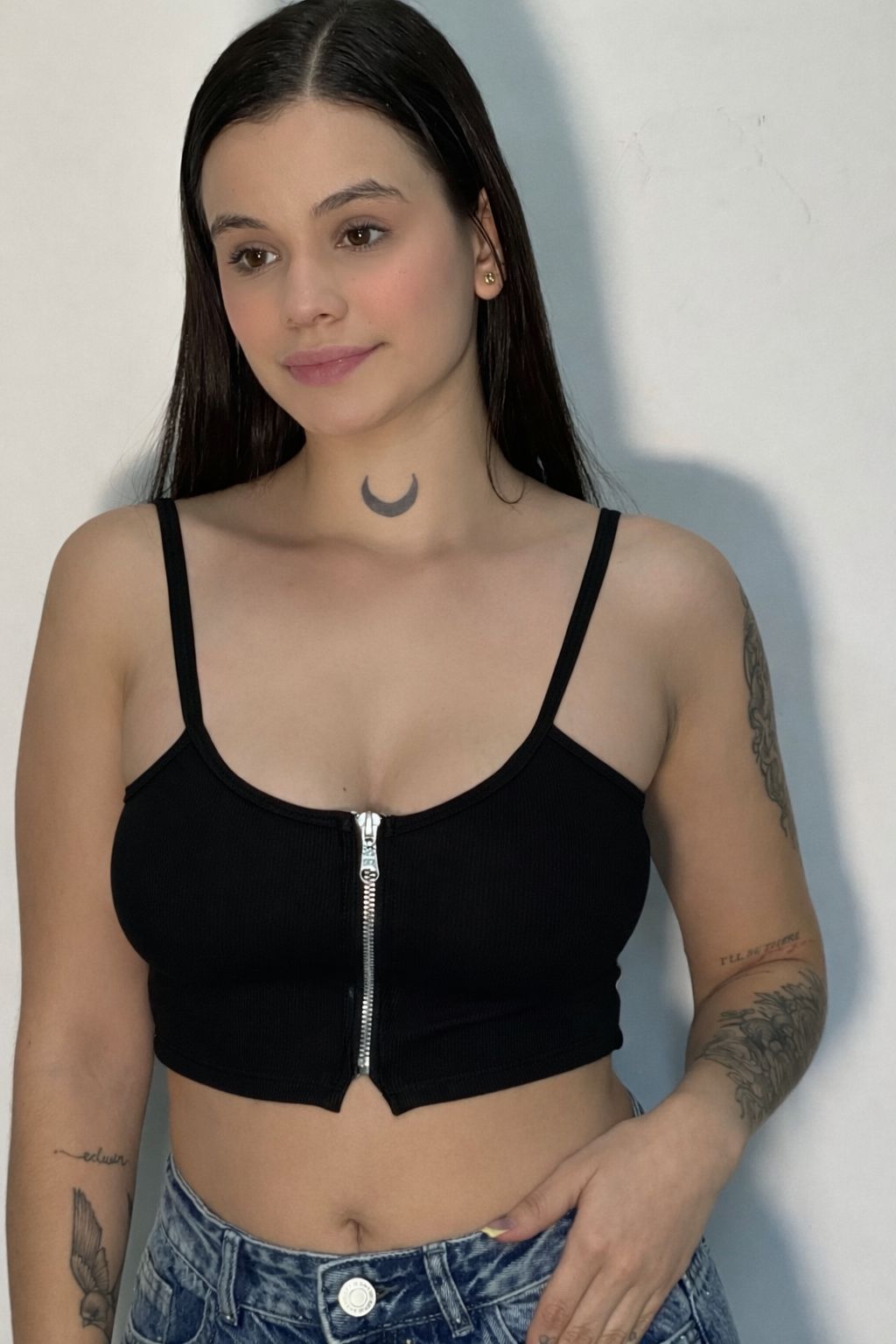 Miniatura 4 de CROPTOP CON CIERRE - COLOR: NEGRO, TALLA: UNICA